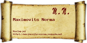 Maximovits Norma névjegykártya